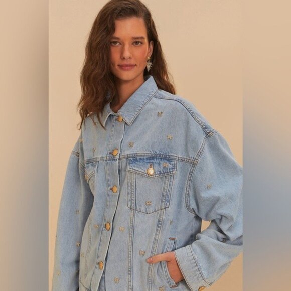FARM Rio Jackets & Blazers - FARM Rio Bow Embroidery jacket in Denim